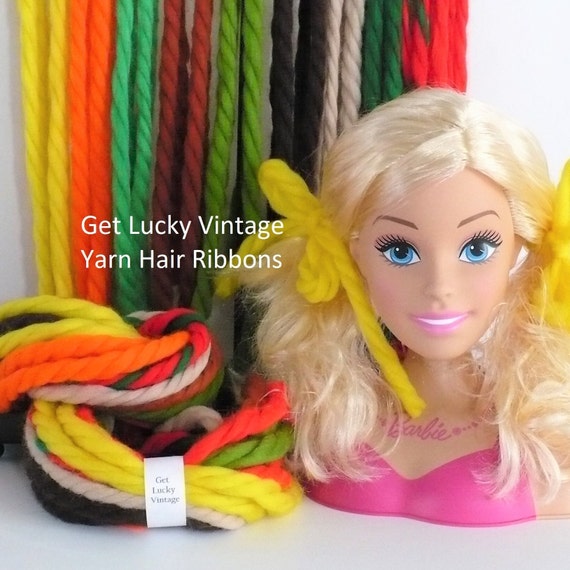 1970s Yarn Hair Ties 10 Pair Bundle Get Lucky Vin… - image 1