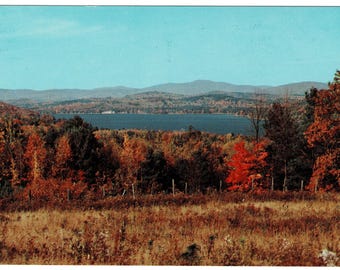 1950s Meredith Bay New Hampshire Vintage Postcard, Sandwich Mountain Range, Get Lucky Vintage