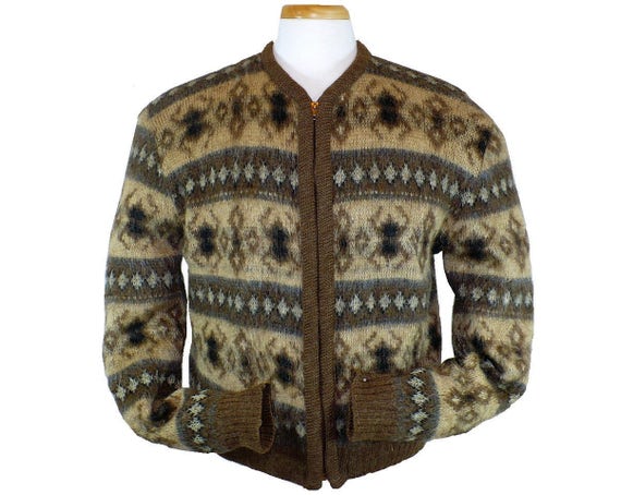 Men's Vintage Cardigan Sweater 1950's Zippered Moh