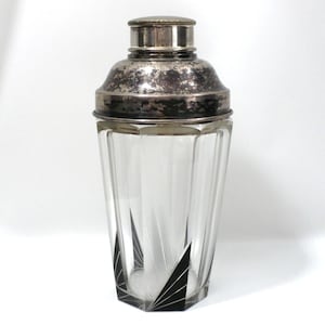 1930s Vintage Karl Palda Cocktail Shaker Art Deco Bohemian Czech Crystal Art Glass Barware Get Lucky Vintage