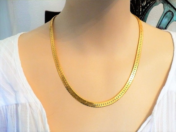 Herringbone Gold Tone Vintage Chain 