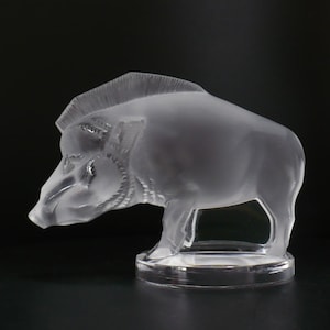 Rare Post-War Lalique Sanglier Mascot Signed “Lalique France”  Iconic René Lalique Design Get Lucky Vintage