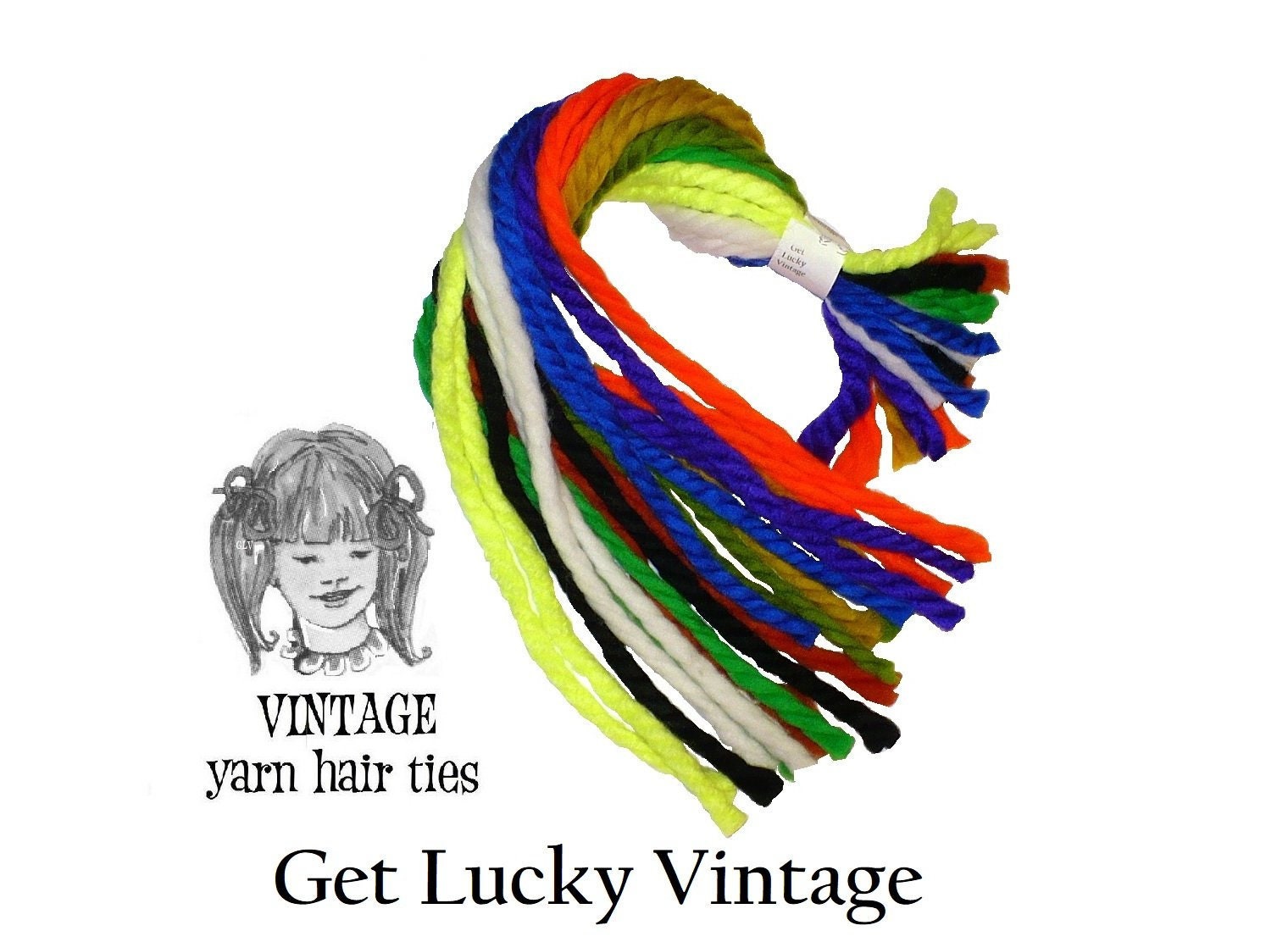 Best Value Vintage 1970's Yarn Hair Ribbons Ties Christmas Back To