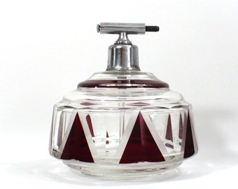 1930s Vintage Karl Palda Red Art Deco Atomizer Perfume Czech Glass Bottle GetLuckyVintage