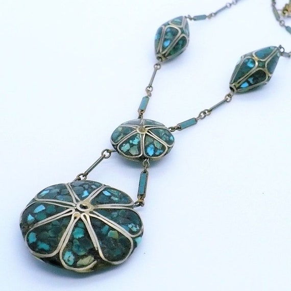 1910 Antique Kashmiri Turquoise Ferozi Lavallière… - image 9