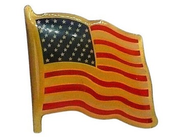 Vintage Bicentennial Patriotic Enamel American Flag Tie Tack Pin