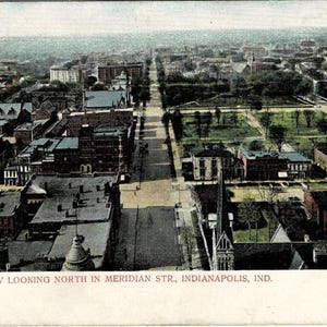 1907 Indianapolis Indiana Meridian Street Vintage Topographical Postcard, Aerial View Post Card, Get Lucky Vintage Ephemera Memorabilia