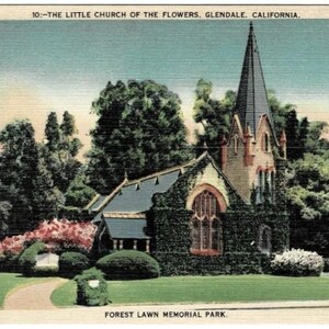 1944 Glendale California Little Church of Flowers Vintage Post Card, Lithograph Topographical Postcard Get Lucky Vintage Deltiology Ephemera