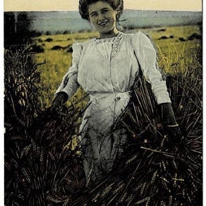 1909 Health & Wealth Wholesome Lady Vintage Agriculture Postcard Get Lucky Vintage
