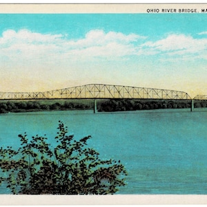 1930 Ohio River Bridge Marietta Ohio Vintage Postcard Get Lucky Vintage Ephemera Deltiology Memorabilia