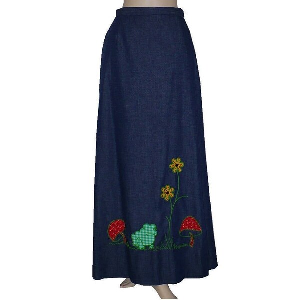 Mushroom Maxi / 1970's Vintage Wrap Skirt / Large / Get Lucky Vintage