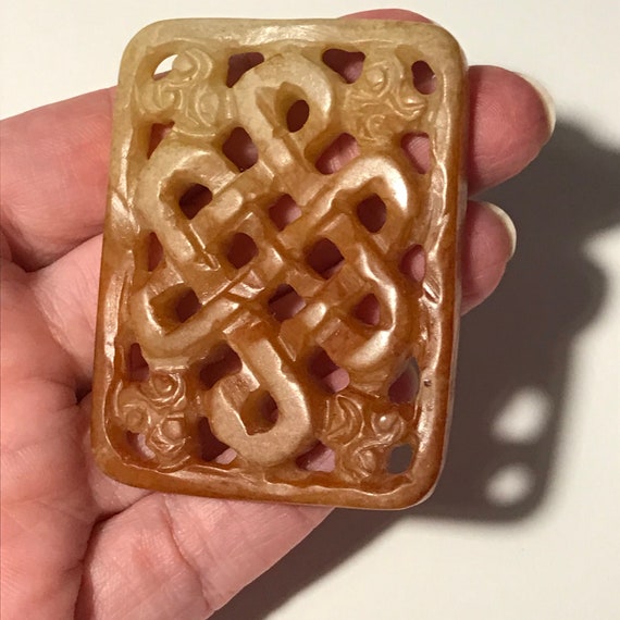 1980s Vintage Chinese Endless Knot Amulet Plaque … - image 1