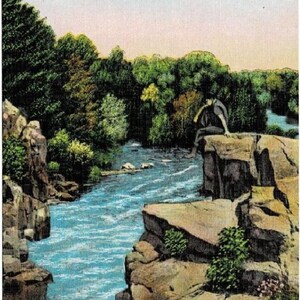 1953 Dave&#39;s Falls Iron Mountain Michigan Vintage Postcard  Marinette Wisconsin Waterfalls Lithograph Get Lucky Vintage Ephemera