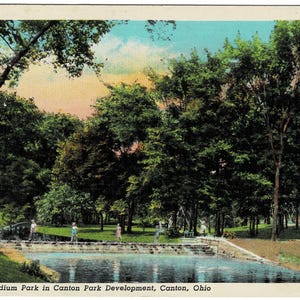 1939 Stadium Park Canton Ohio Vintage Postcard Get Lucky Vintage Ephemera Deltiology Memorabilia