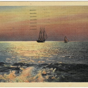 1933 Ships on Lake Erie Sandusky Ohio Vintage Topographical Postcard Get Lucky Vintage Ephemera Deltiology Memorabilia