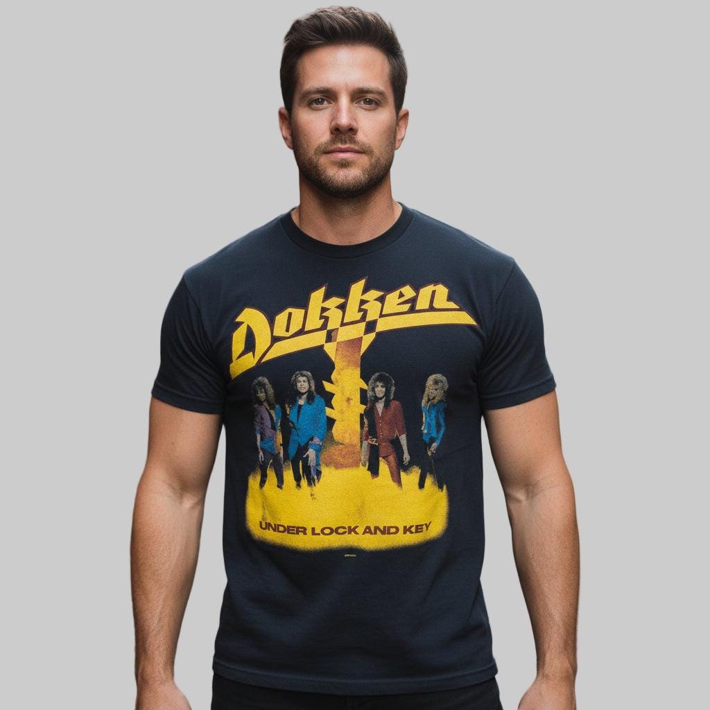 Medium Vintage 1985-86 Blue Dokken Band T-shirt, Under Lock and