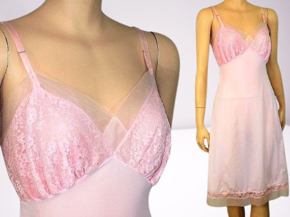 1960s Vintage Pink Lace Full Slip Medium - image 5