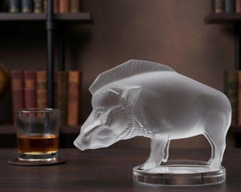 LALIQUE クリスタルガラス 猪置物 LALIQUE Figurine CAT Chat ASSIS Crystal Animal France René Lalique