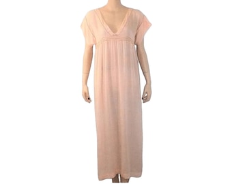 1910s Vintage Edwardian Peach Silk Crepe De Chine Nightgown GetLuckyVintage