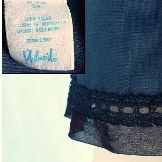 1940s Vintage Embroidered Black Full Slip GetLuck… - image 4