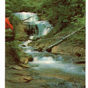 1950s Grand Marais Michigan Postcard, Falls of the Sable River, Get Lucky Vintage