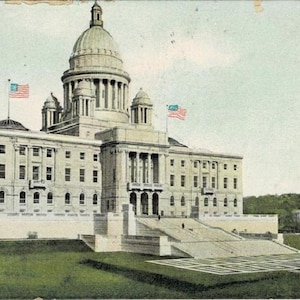 1907 Providence Rhode Island State Capitol Vintage Postcard Topographical Lithograph Get Lucky Vintage Ephemera Deltiology Memorabilia
