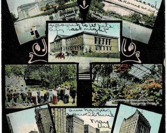 1907 Chicago Illinois Postcard, Landmark Collage (UDB)