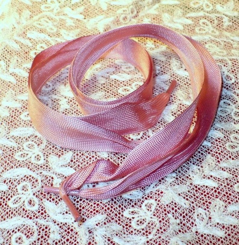 Tea Rose Pink Vintage Ribbon Shoelaces 1920/'s Vintage Dance Shoe Laces