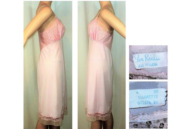 1960s Vintage Pink Lace Full Slip Medium - image 4