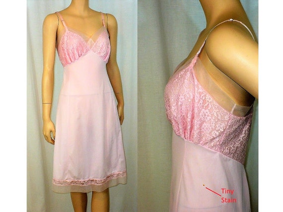 1960s Vintage Pink Lace Full Slip Medium - image 3