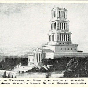 1920 Washington Memorial Alexandria Virginia Vintage Topographical Postcard Get Lucky Vintage Ephemera Memorabilia Deltiology