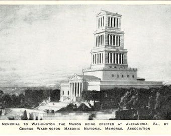 1920s Alexandria Virginia Postcard of Washington Memorial