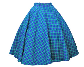 1950s Vintage Tartan Plaid Winter Circle Skirt GetLuckyVintage