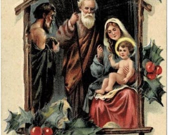 1909 Christmas Nativity Scene Postcard