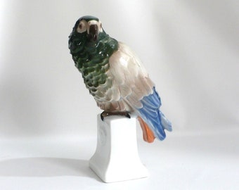 1919 Porcelain Parrot Figurine by Moldenhauer for Rosenthal Bavaria GetLuckyVintage