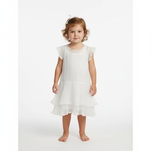 ca. 1920 Gatsby Toddler Girl Dress , Vintage White Organdy With Handmade Needle Lace Trim, 2T Get Lucky Vintage