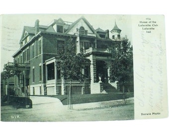 1906 Indiana Home of The Lafayette Club Vintage Postcard Posted UDB