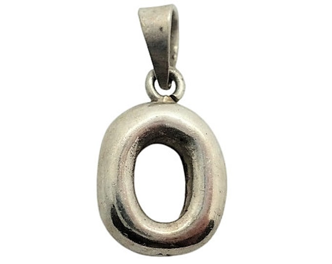Letter O Initial Sterling Silver Pendant