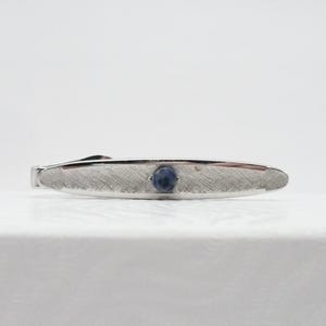 Blue Planet Sodalite Tie Clip, Men&#39;s Space Age Silver Tone Jewelry, Necktie Bar Clasp by Swank, Made in USA, Get Lucky Vintage