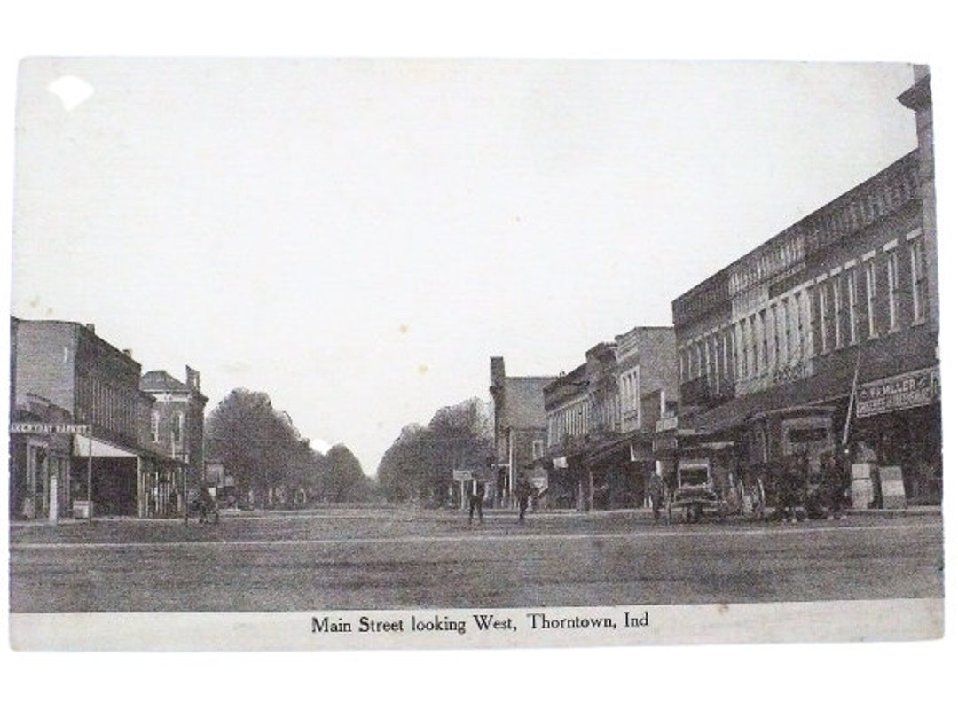 1909 Thorntown Indiana Main Street Looking West Vintage Etsy