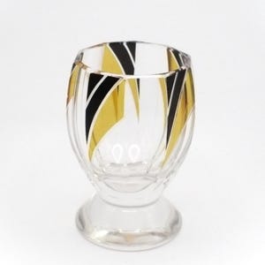 1930s Vintage Karl Palda Cordial Liqueur Glass, Black & Yellow Art Deco Bohemian Crystal Art Glass, Get Lucky Vintage, Bohemian Glass