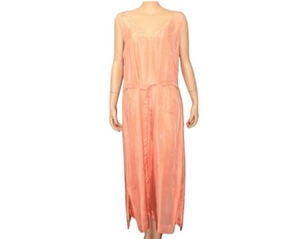 1918 Antique Peach Silk Vintage Nightgown GetLuckyVintage