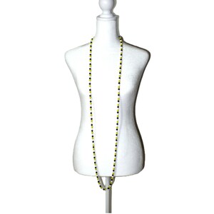 1920s Vintage Glass Lampwork Beaded Flapper Necklace in Yellow Black White Rope Length Necklace Get Lucky Vintage