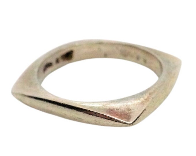 sz 6 1/2 Square Deal Sterling Silver Band Ring