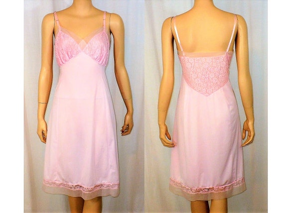 1960s Vintage Pink Lace Full Slip Medium - image 2