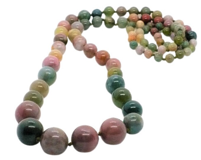 Indian Agate Graduated Bead Necklace 32 inch