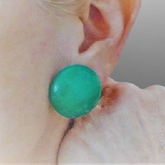 1980s Vintage Large Round Chrysocolla Earrings Get