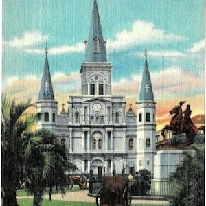 1939 St. Louis Cathedral New Orleans Louisiana Vintage Topographical Church Postcard Get Lucky Vintage Ephemera Deltiology Memorabilia