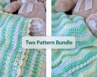 Crochet Baby Blanket Patterns -Limeade Dreams Bundle- Easy Ripple and Sprig Stitches