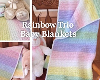 Crochet Baby Blanket Patterns – Rainbow Favorites Trio - Easy Crochet